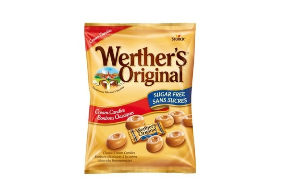 ALE Sokeriton Werther's Original kermatoffee pussi (päiväys 5/26)