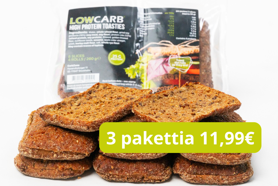 ALE! 3 pakettia VHH Tummat palat leipä, 8g proteiinia / viipale (parasta ennen)